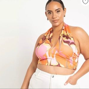 Eloquii cross over halter crop top